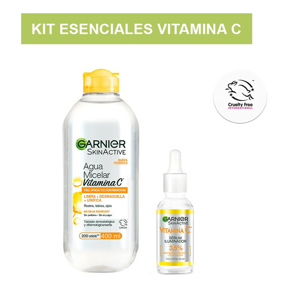 Kit De Rutina Básica Garnier Sérum Agua Micelar Vitamina C