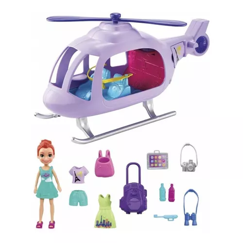 Boneca Polly Pocket Helicóptero de Aventura - com Acessórios Mattel