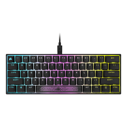 Teclado gamer Corsair K65 RGB MINI K65 QWERTY inglés color negro con luz RGB