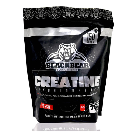 Creatina Monohidratada 750gr Fresa 150 Serv Blackbear