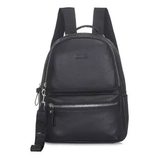 Mochila Trendy Simil Cuero Incluye Llavero Urbana Lubeca Color Negro 3