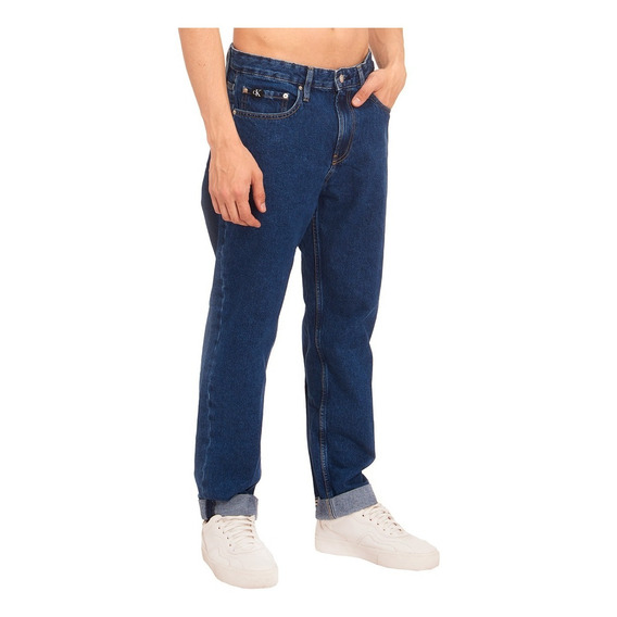 Jeans Calvin Klein Azul Tiro Medio Y Corte Recto Para Hombre
