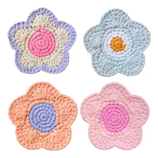 Posavasos Flor X Unidad Tejida Crochet Varios Colores