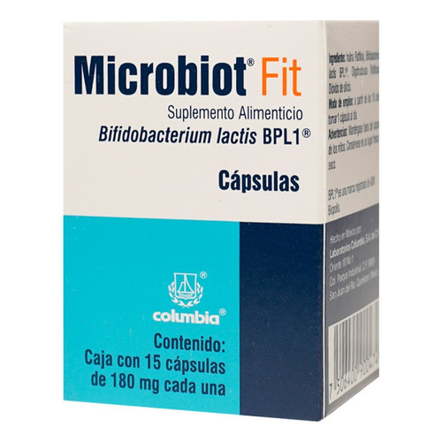 Suplemento Alimenticio Microbiot Fit 15 Capsulas. Sabor Sin sabor