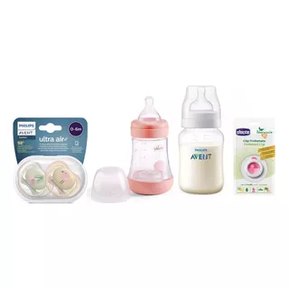 Set Recien Nacido Avent ® 2 Mamaderas 2 Chupetes Nena Mixto