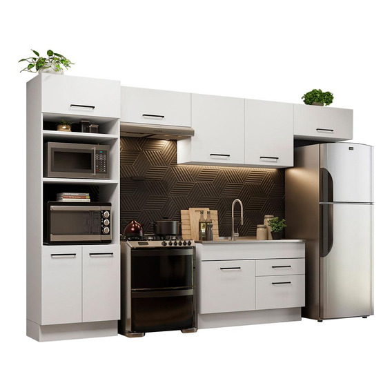 Armario De Cocina Completo 350cm Agata Madesa 01 Color Blanco