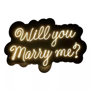 Wil You Mary Me Letrero Led Neon 100x65 Color A Elegir