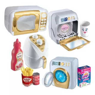 Kit 14 Peças Cozinha Princesas Microondas Lava Louças Roupas