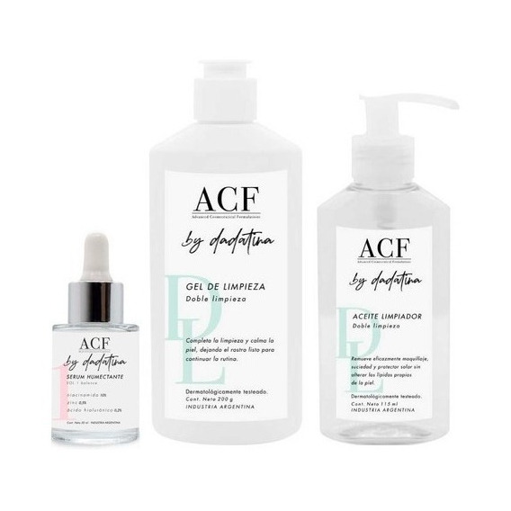 Acf Dadatina Kit Limpieza Facial Aceite + Gel + Serum Vegano