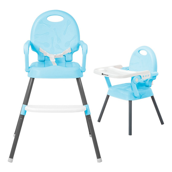 Silla Periquera Para Bebe Alta Plegable Portatil 3 En 1 Color Azul