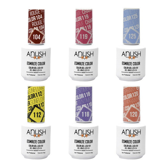 6 Esmaltes Semipermanentes X15ml Anush