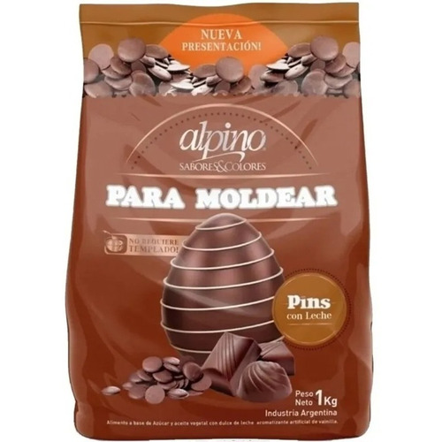 Chocolate para moldear Alpino Lodiser pins con leche 1kg