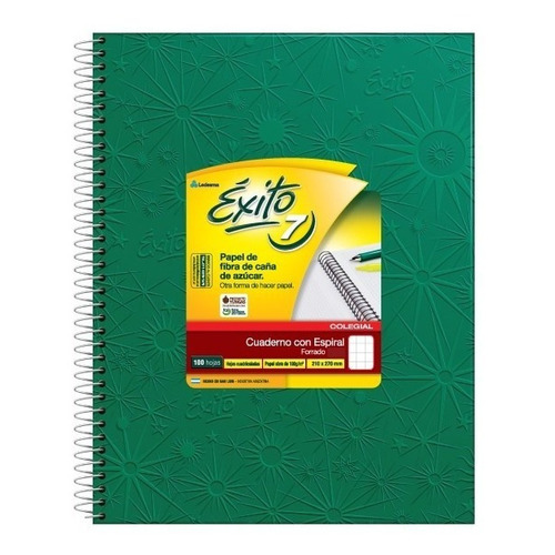 Cuaderno Exito E7 Espiralado 100 Hojas Cuadriculado Verde