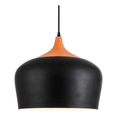 Lampara Colgante Moderno Negro Madera Vintage Apto Led Mks