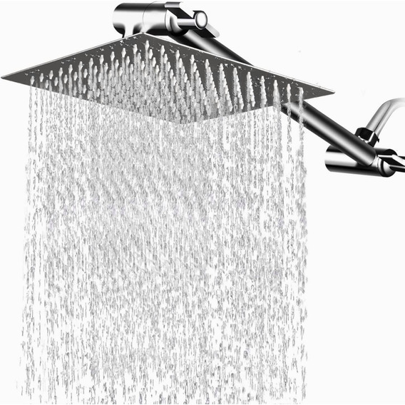 Regaderas para Baño de Lluvia de Alta Presión Acero Inoxidable de 20cm con 27cm Brazo de Ducha Ajustable