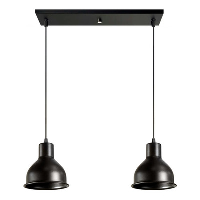 Colgante 2 Luces Campana Negra Deco Moderno Luz Desing 