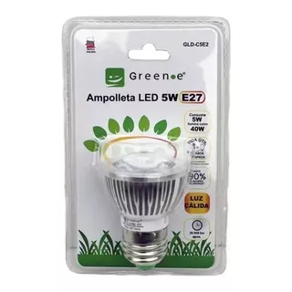 Ampolleta Led. E-27. 5w Cob Luz Cálida  X4 Uds Green-e