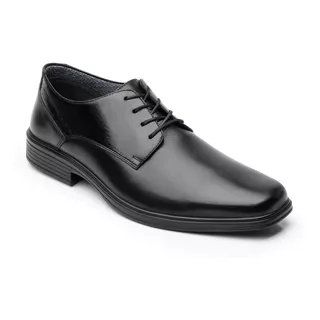 Zapato Derby Plain Toe Flexi Bali 406401 De Piel Negro Diseño Lisa 25,5 Mx Para Adultos - Hombre