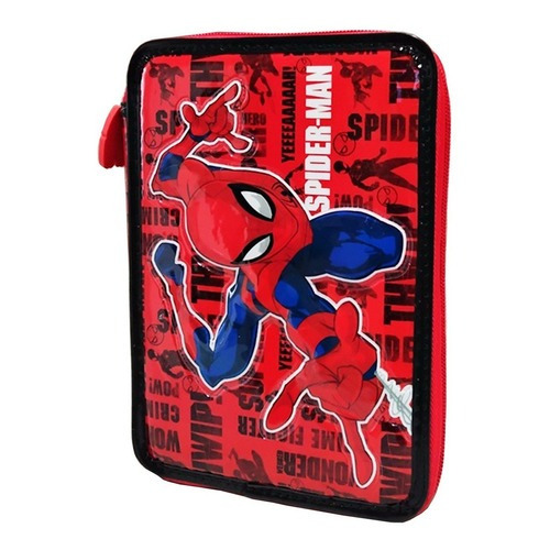 Cartuchera Canopla Spiderman 1 Piso Con Utiles Ha586 Cresko