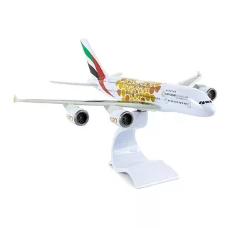 Maquete Airbus A380 Emirates Expo2020 - Laranja - 28cm