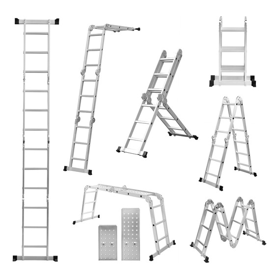 Escalera Articulada Multipropósito 12 Peldaños Plegable 3.5m