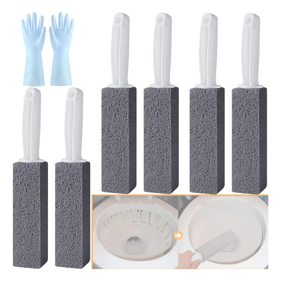 6 Pcs Limpieza Inodoro De Baño Cepillo Piedra Pómez+ Guantes