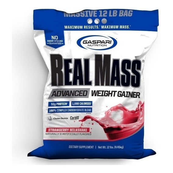 Proteina Gaspari Nutrition Real Mass Advanced 12 Lbs Ganador Sabor Fresa