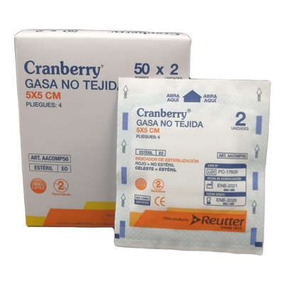 Gasa Estéril 5x5- Caja 50 Unidades  Cranberry