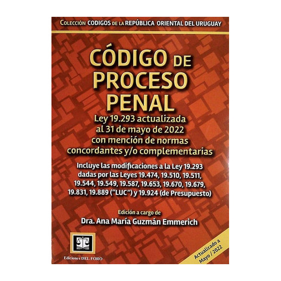 Código De Proceso Penal, De Ana María Guzmán Emmerich. Editorial Ediciones Del Foro, Tapa Blanda En Español, 2022