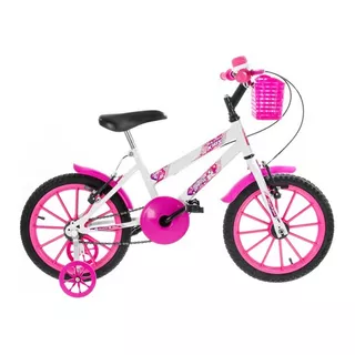 Bicicleta  Infantil Ultra Bikes Bike Ultra Kids Aro 16 1v Freios V-brake Cor Branco/rosa Com Rodas De Treinamento