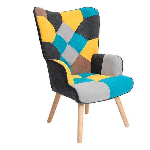 Butaca Silla Sillon Posa Brazos De Diseño Patchwork Comedor Estructura De La Silla Jeremia