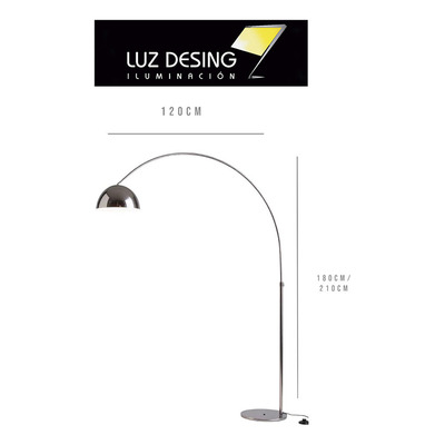 Lampara De Pie Arco Large Cromo Apto Led Luz Desing