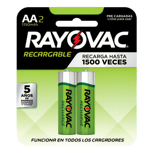 rayovac recargable aa 1350mah - pack x 2 unidades