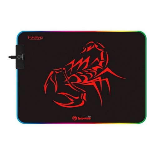 Mouse Pad gamer Marvo MG08 de tela Scorpion 250mm x 350mm x 3mm negro/rojo