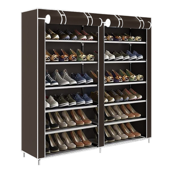 Zapatera Organizador Zapatos 6 Niveles Doble Fila Ajustable Color Café