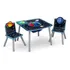 Mesa De Madera Infantil Con Dos Sillas Espacio Planetas Color Multicolor