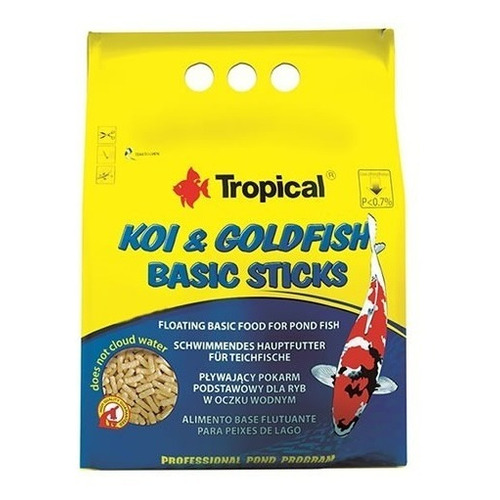 Alimento para peces carpas Tropical Koi Goldfish basic sticks flote 800g