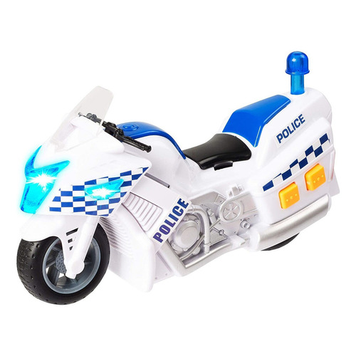 Moto Policia Con Luz Y Sonido Teamsterz Color Blanco