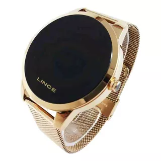 Relógio Masculino Lince Digital Mdg4586l Aço Dourado 4,6cm