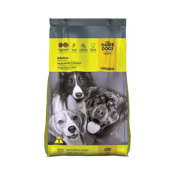 Alimento Three Dogs Premium Adultos Razas Med/gdes 20kg