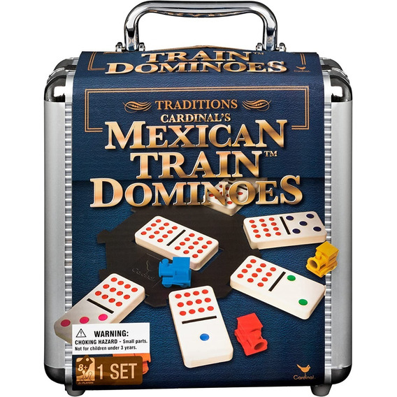 Juego De Dominó Mexicano Con Caja De Aluminio Tren Cardinal