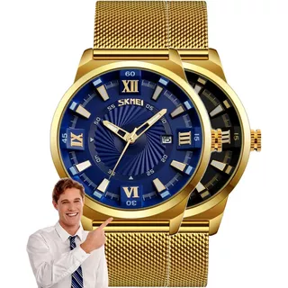 Reloj Skmei Cuarzo 9166 Cronometro Acero Inoxidable Acuático