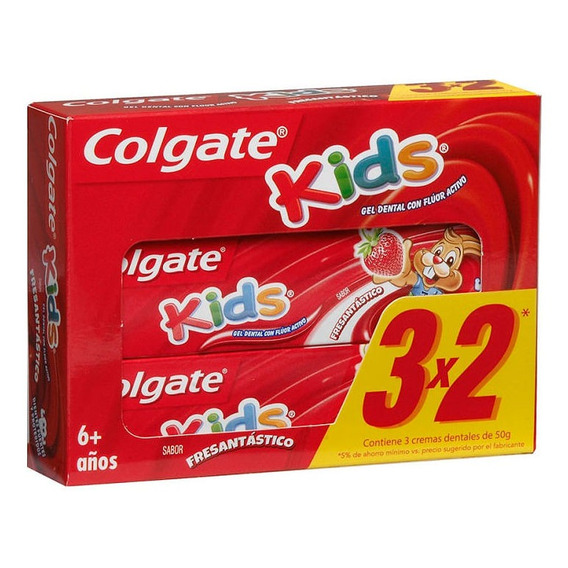 Pack Pasta Dental Colgate Kids Frutilla 3 Un De 50 G