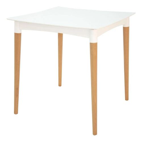 Mesa Diana Tramontina En Pp De Textura Lisa Con Patas Madera Tapa Blanco Patas Natural