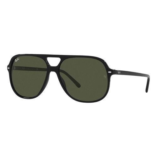 Anteojos de sol Ray-Ban Bill Small con marco de acetato color polished black, lente green clásica, varilla polished black de acetato - RB2198