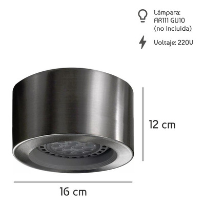 Plafon Spot Acero Ar111 Apto Led Monovolumen Luz Desing