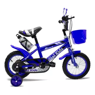 Bicicleta Urbana Infantil Lo Ideal Kids R12 1v Frenos Caliper Color Azul Con Ruedas De Entrenamiento