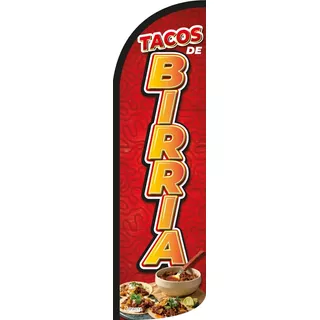 Bandera Tacos De Birria Roja. Completa 4x1 M.