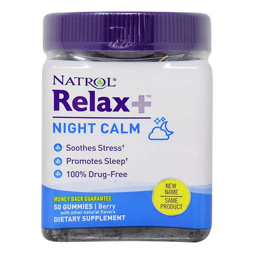Natrol Relax+ Night Calm Descanso Profundo 50 Gomitas Sabor Bayas