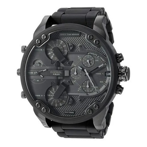 Reloj pulsera Diesel DZ7396 con correa de acero inoxidable/silicona color negro
